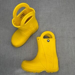 Crocs Kids' Handle It Rain Boots Yellow Pull On Waterproof Little Kids Size 11